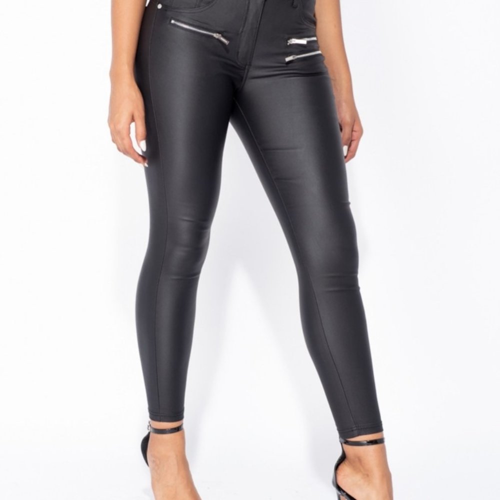 Parisian Black Coated Zip Pant